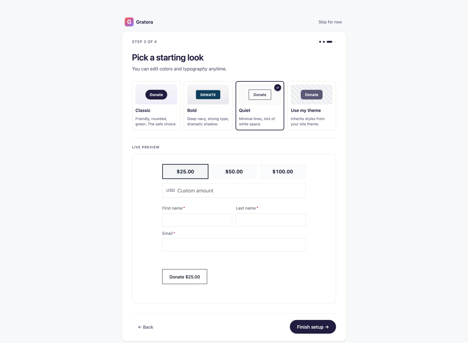 Onboarding brand presets